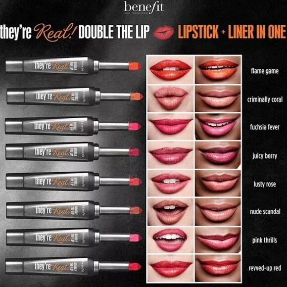 2/$20 Benefit Cosmetics: They're Real! Double The Lip mini bundle - Pink Thrills - Picture 11 of 13